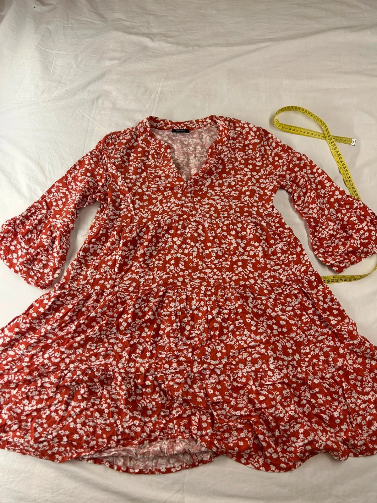 Rode lange jurk met witte print esmara – photo 2